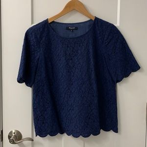 Madewell Navy Blue Lace Top